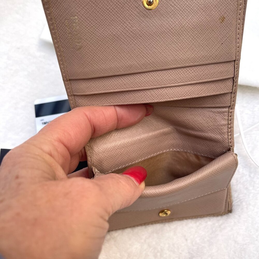 Prada Saffiano Leather Trifold Compact Wallet 1MV204 - Picture 5 of 10